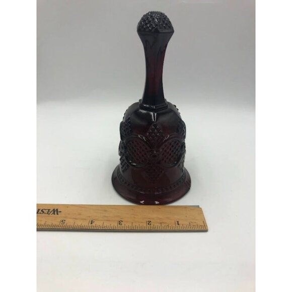 Vintage Dark Ruby Red Ornate Glass Bell Decorative Collectible - Picture 9 of 9